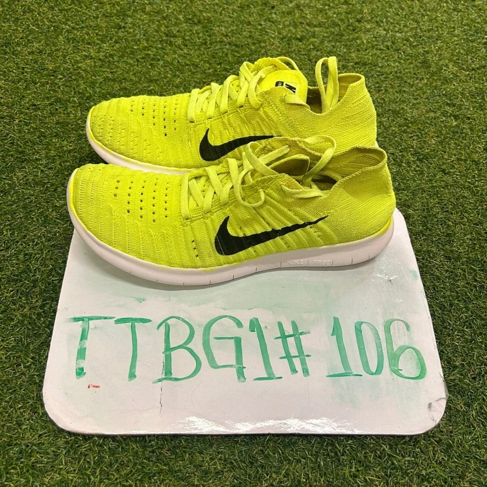 Nike Free RN Flyknit Volt Yellow Black Running Shoes 842546-700 Womens 7